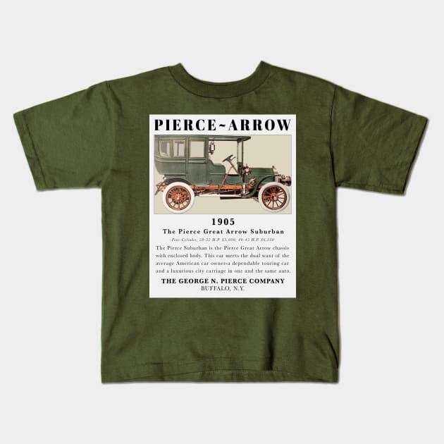 1905 Pierce-Arrow Suburban Magazine Ad Kids T-Shirt by xposedbydesign